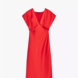 Zara Satin Effect Midi Dress